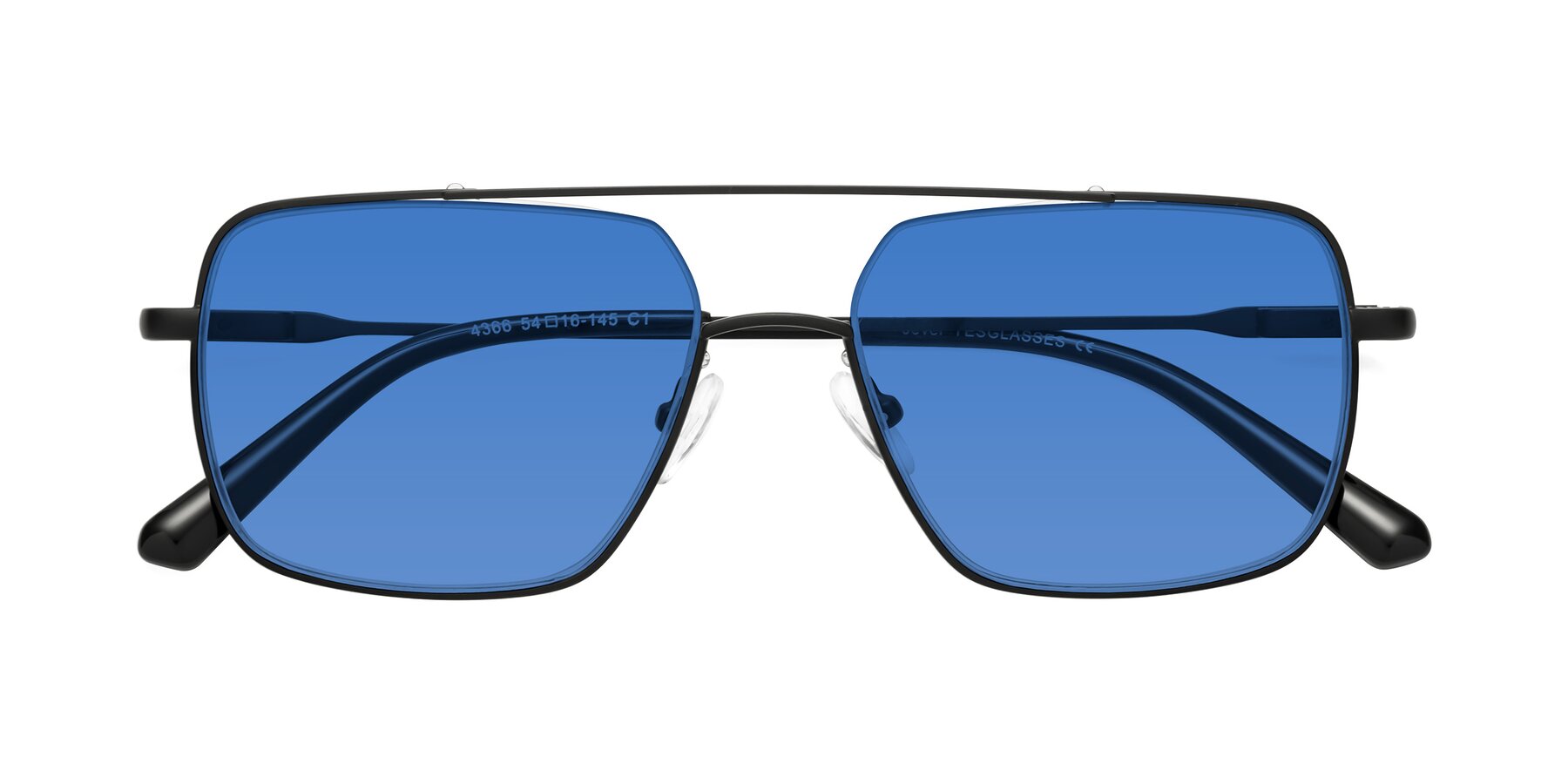 Folded Front of Jever in Black with Blue Tinted Lenses