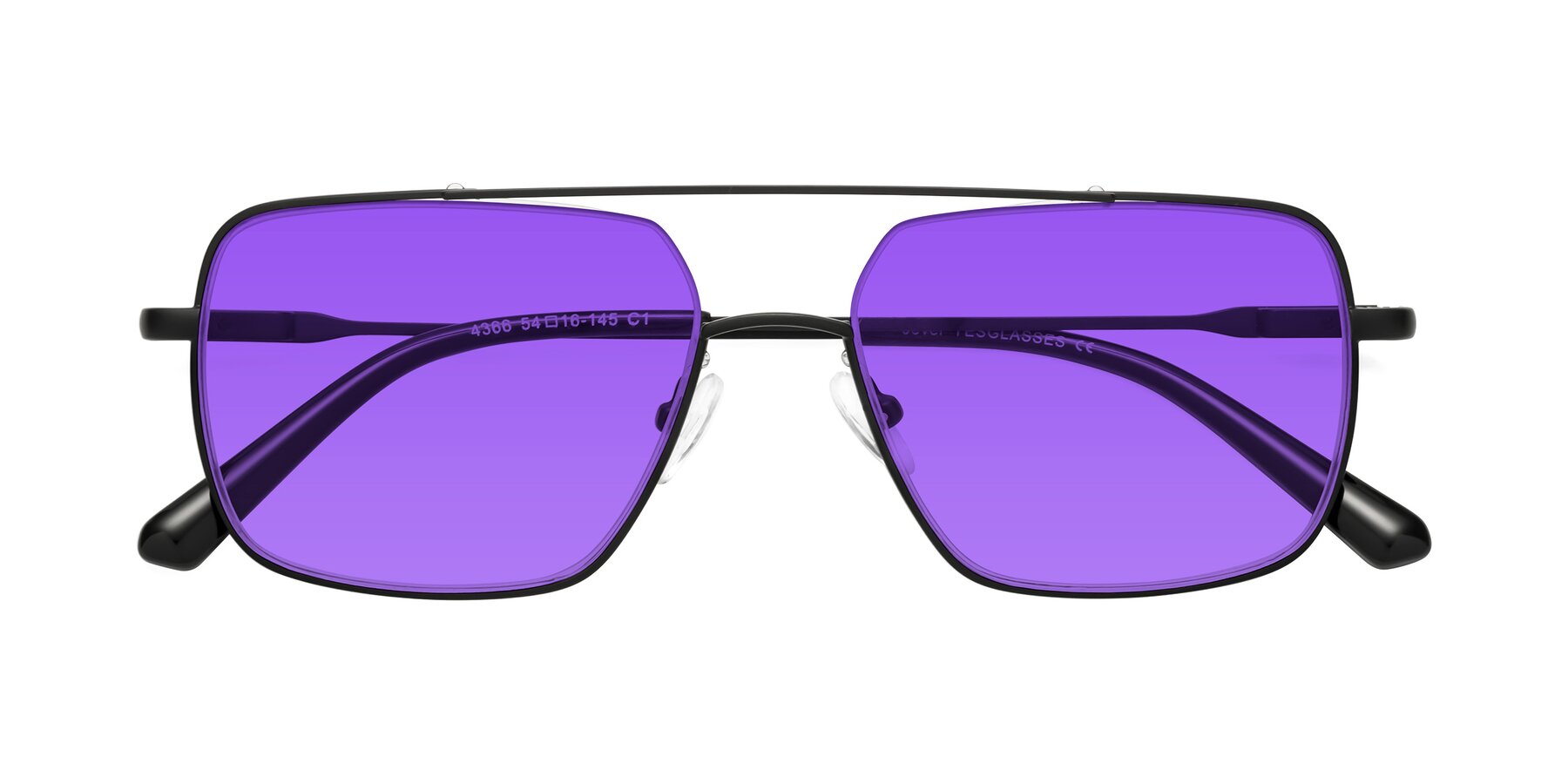 Folded Front of Jever in Black with Purple Tinted Lenses