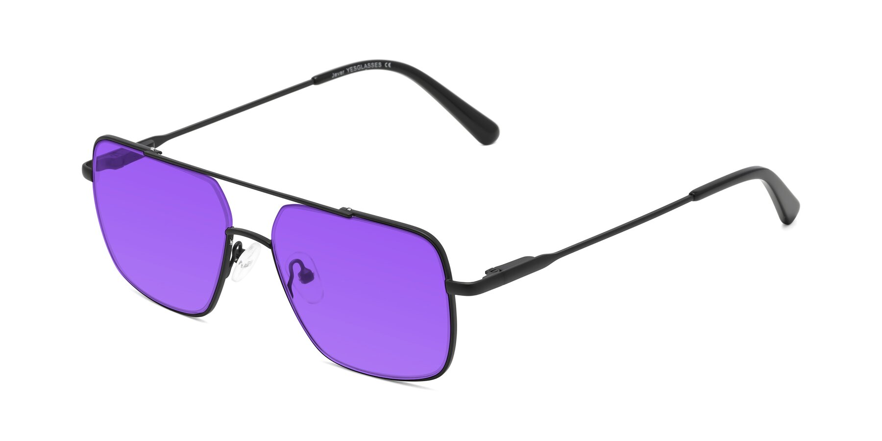 Angle of Jever in Black with Purple Tinted Lenses