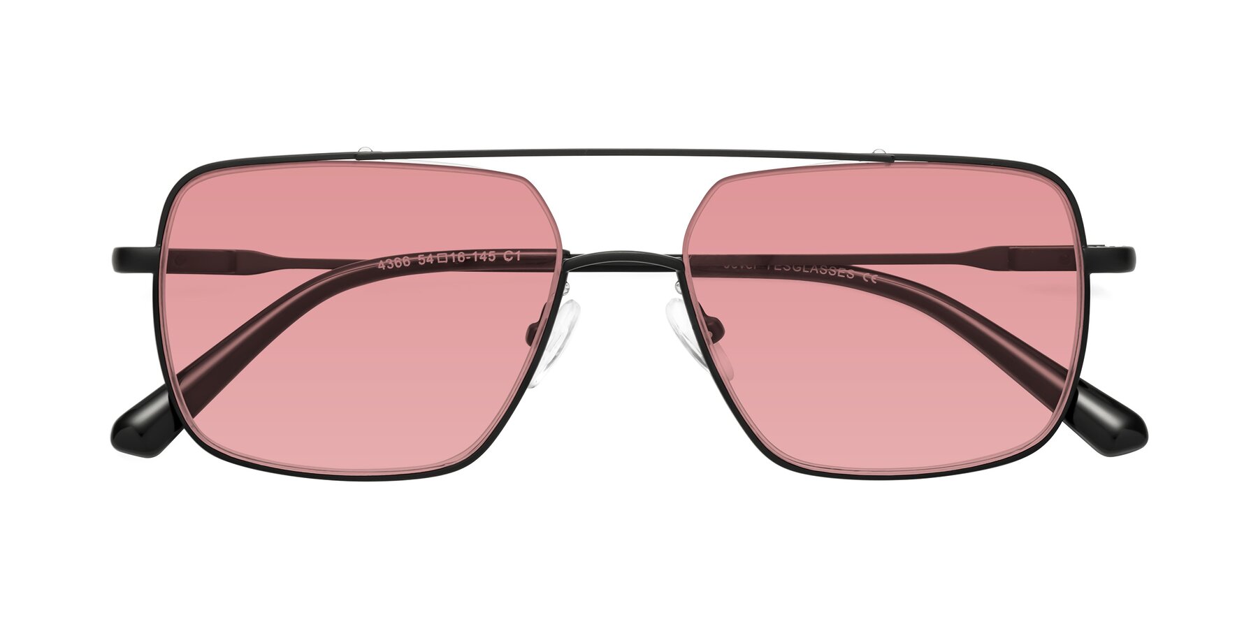 Folded Front of Jever in Black with Medium Garnet Tinted Lenses