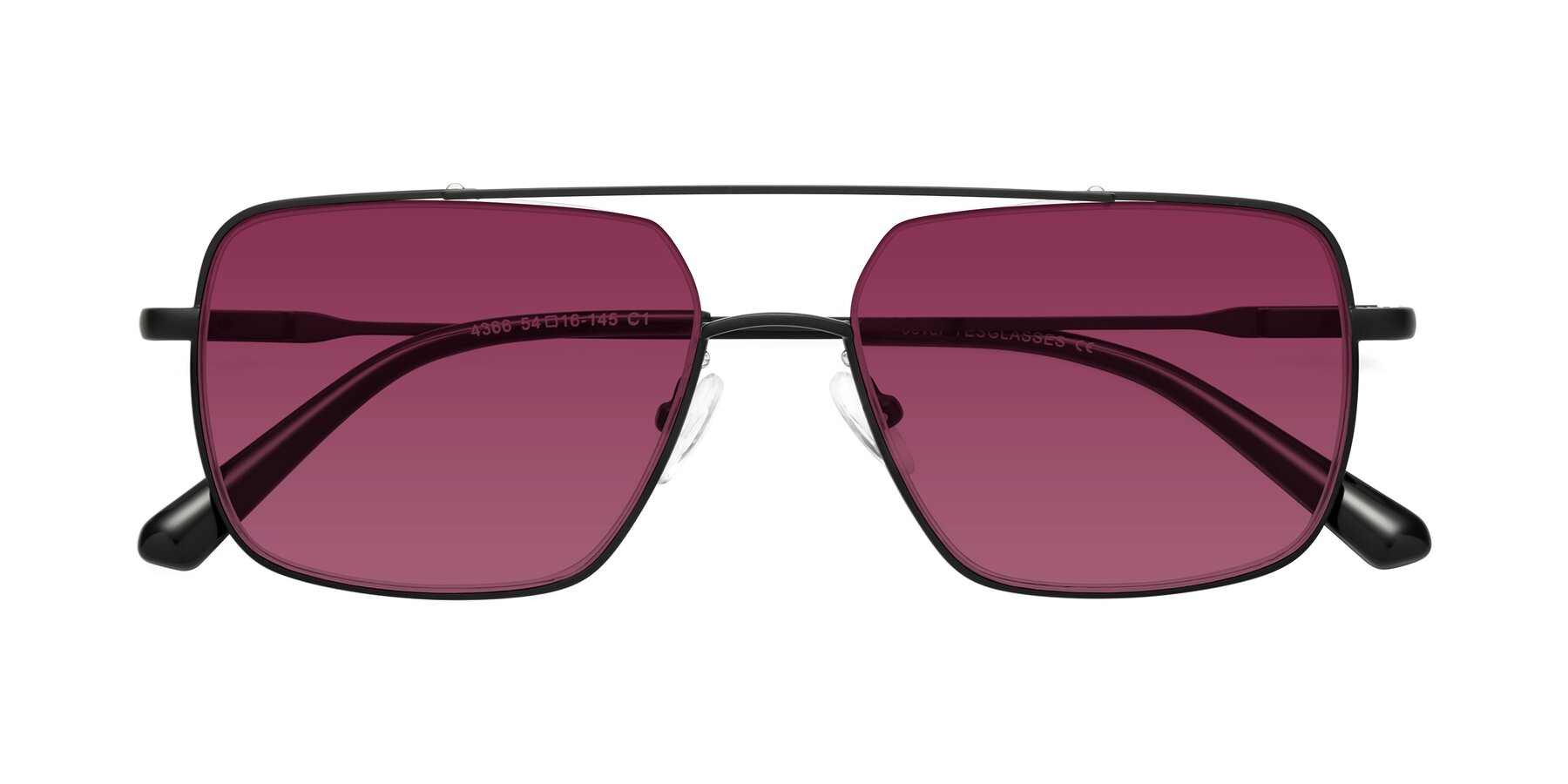 Folded Front of Jever in Black with Wine Tinted Lenses