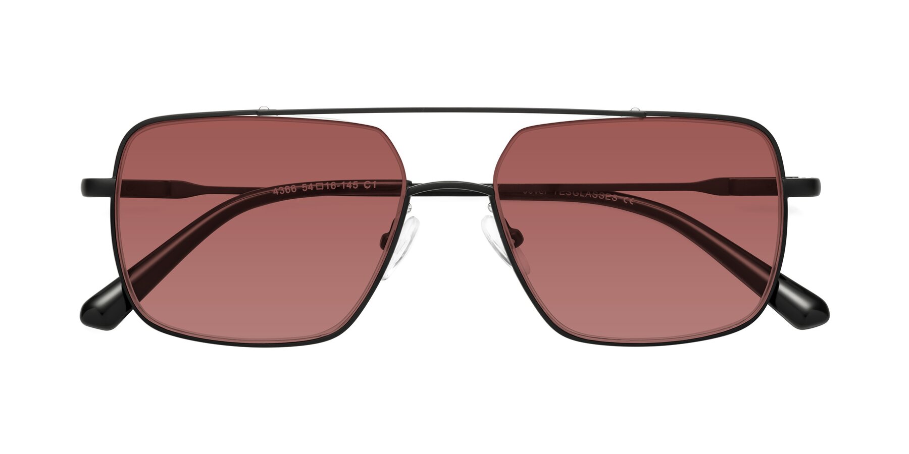 Folded Front of Jever in Black with Garnet Tinted Lenses