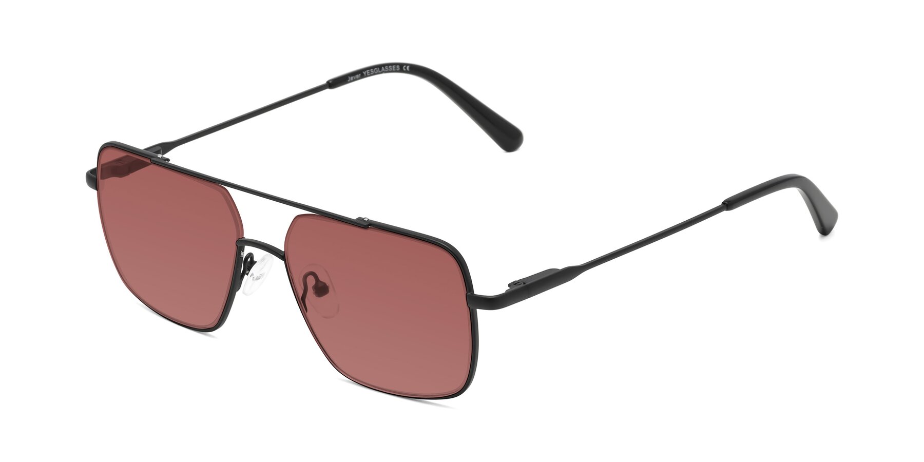 Angle of Jever in Black with Garnet Tinted Lenses