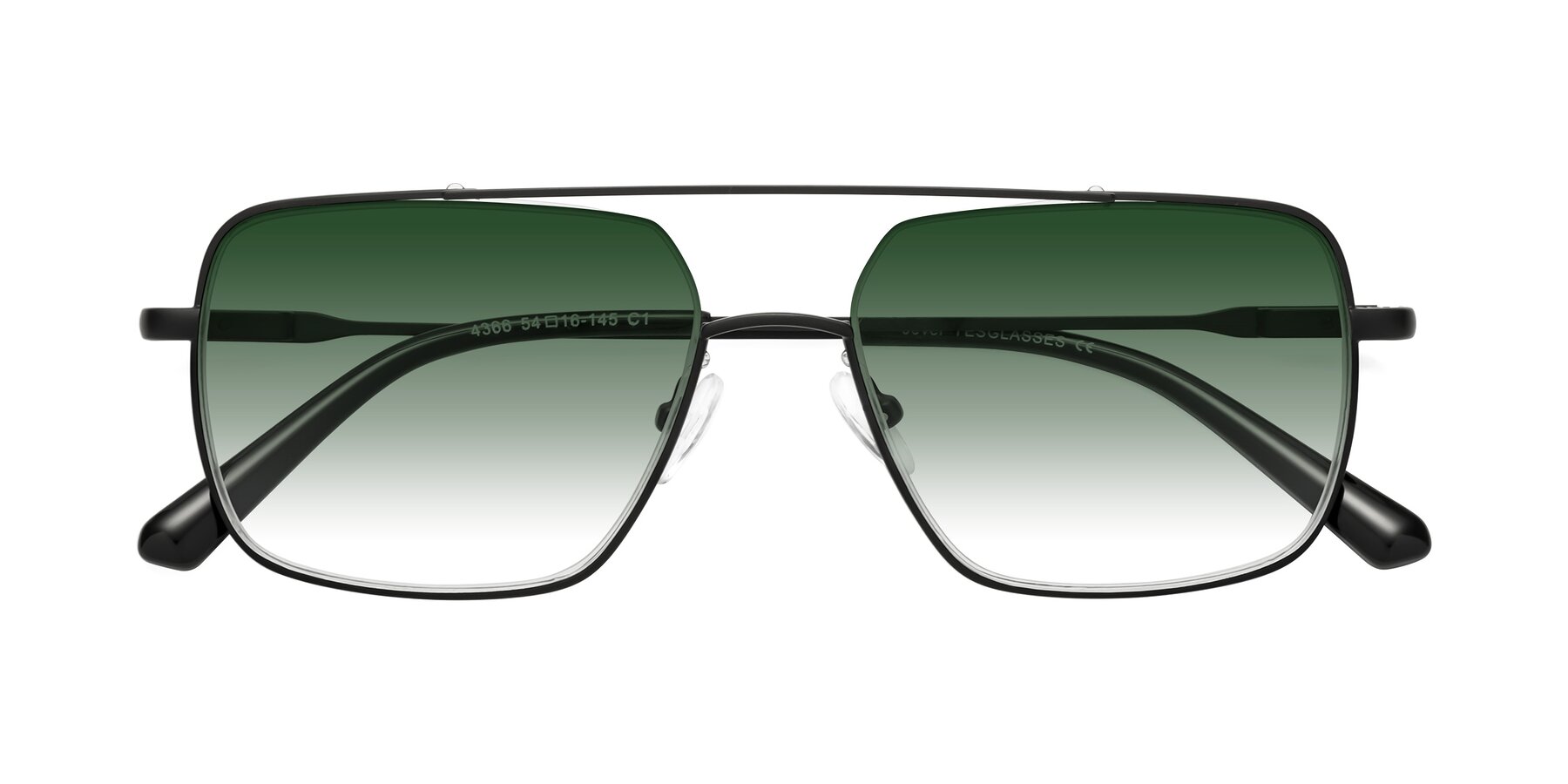 Folded Front of Jever in Black with Green Gradient Lenses