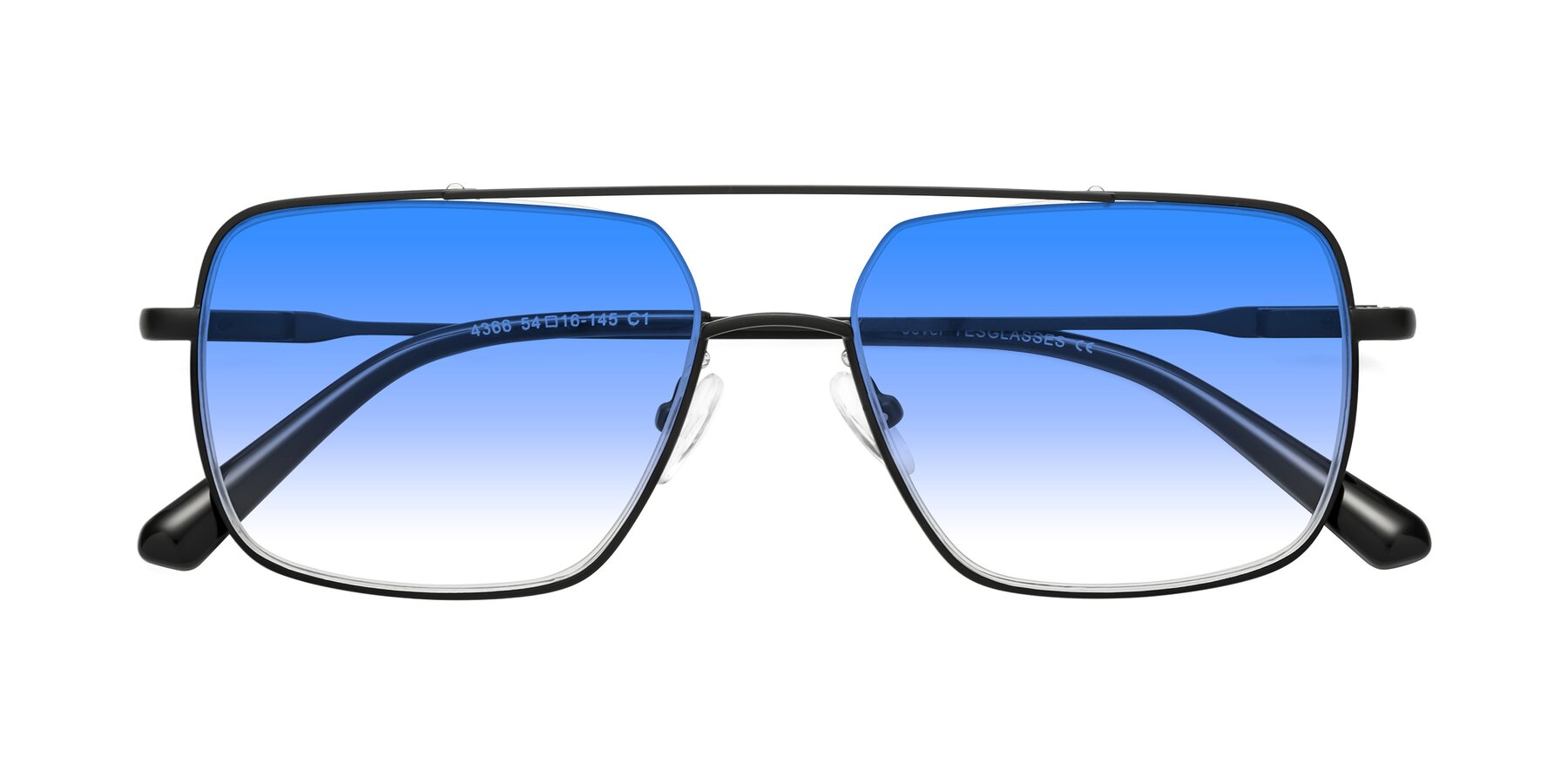 Folded Front of Jever in Black with Blue Gradient Lenses