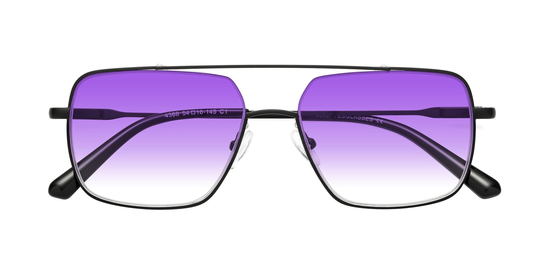 Folded Front of Jever in Black with Purple Gradient Lenses