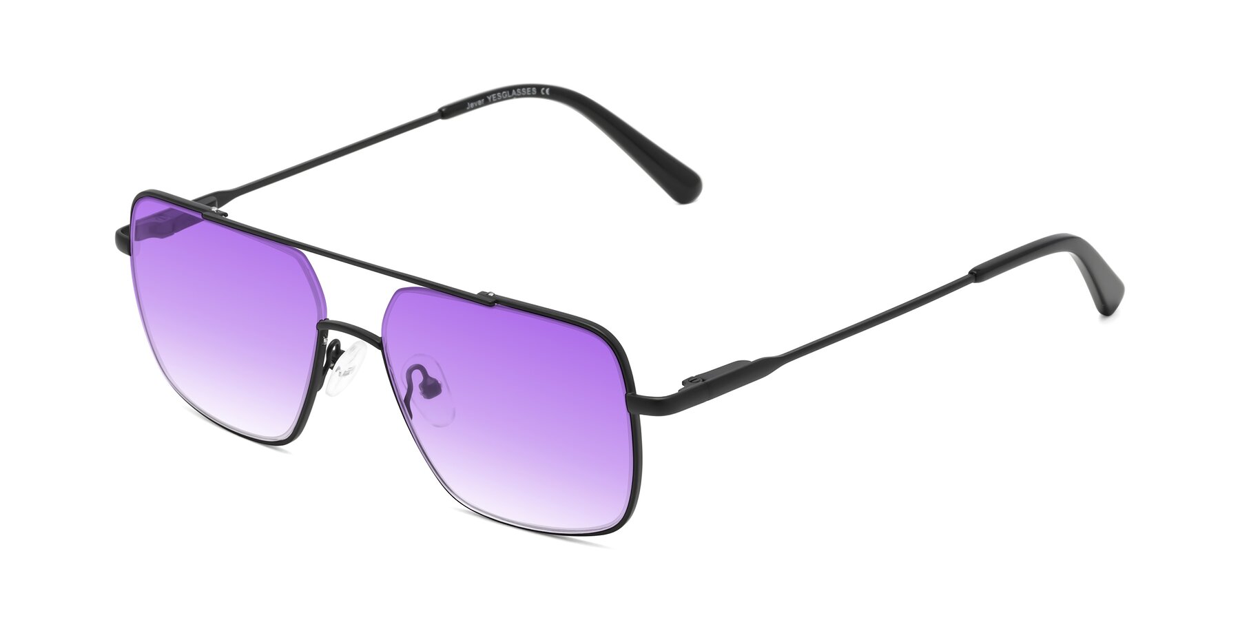 Angle of Jever in Black with Purple Gradient Lenses