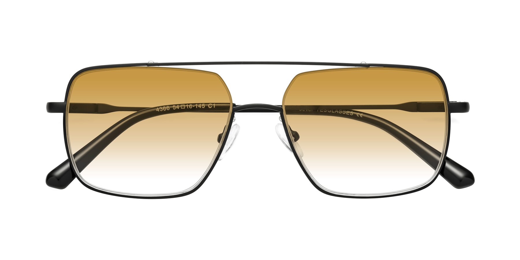 Folded Front of Jever in Black with Champagne Gradient Lenses