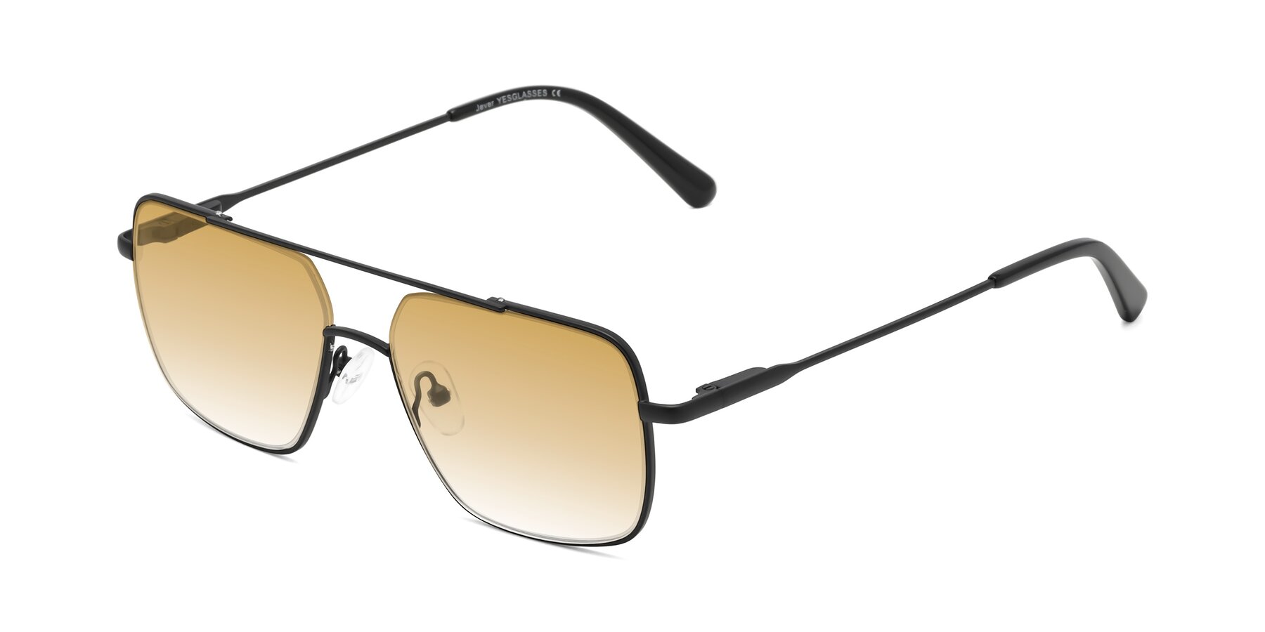 Angle of Jever in Black with Champagne Gradient Lenses