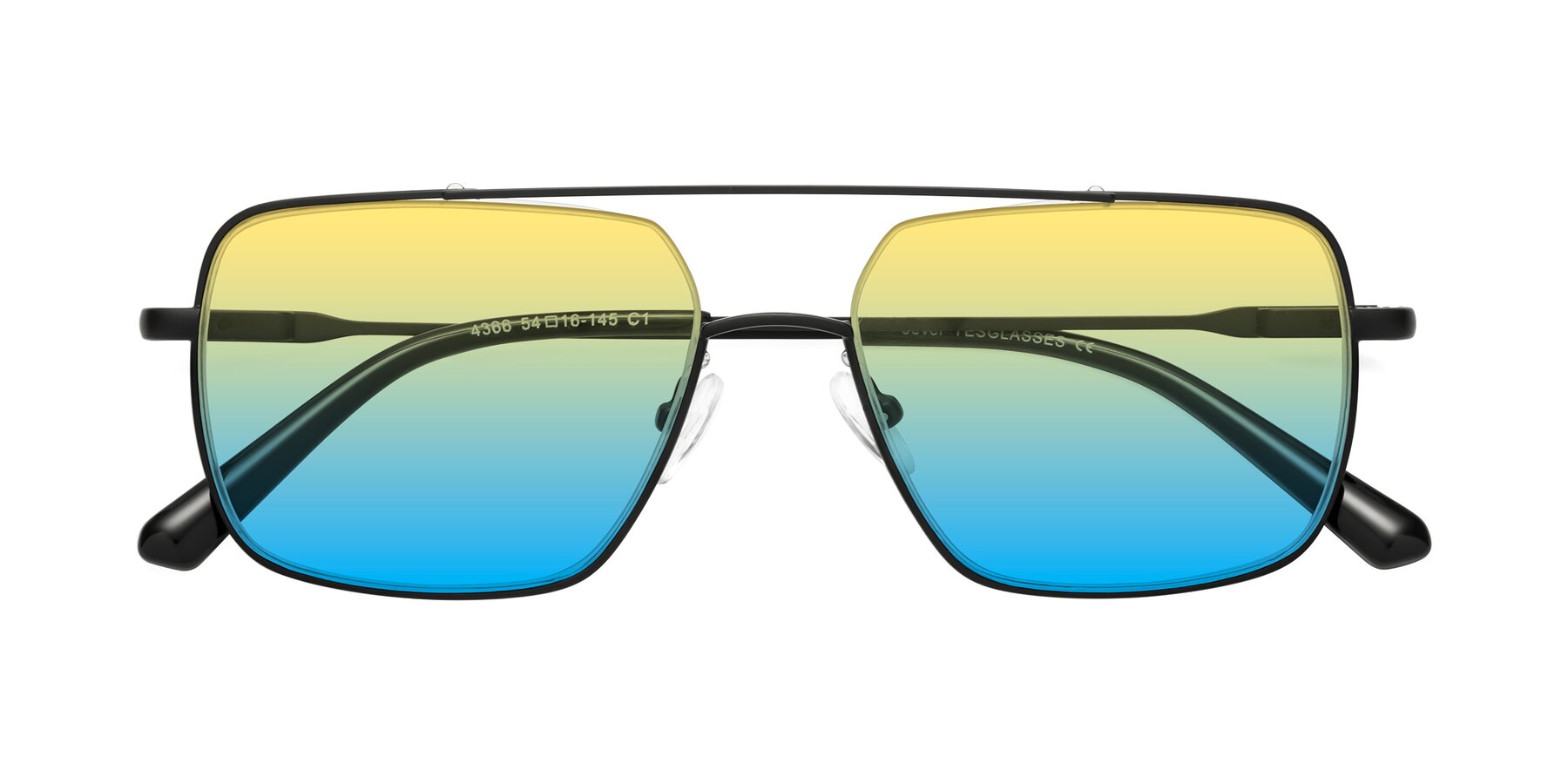 Folded Front of Jever in Black with Yellow / Blue Gradient Lenses