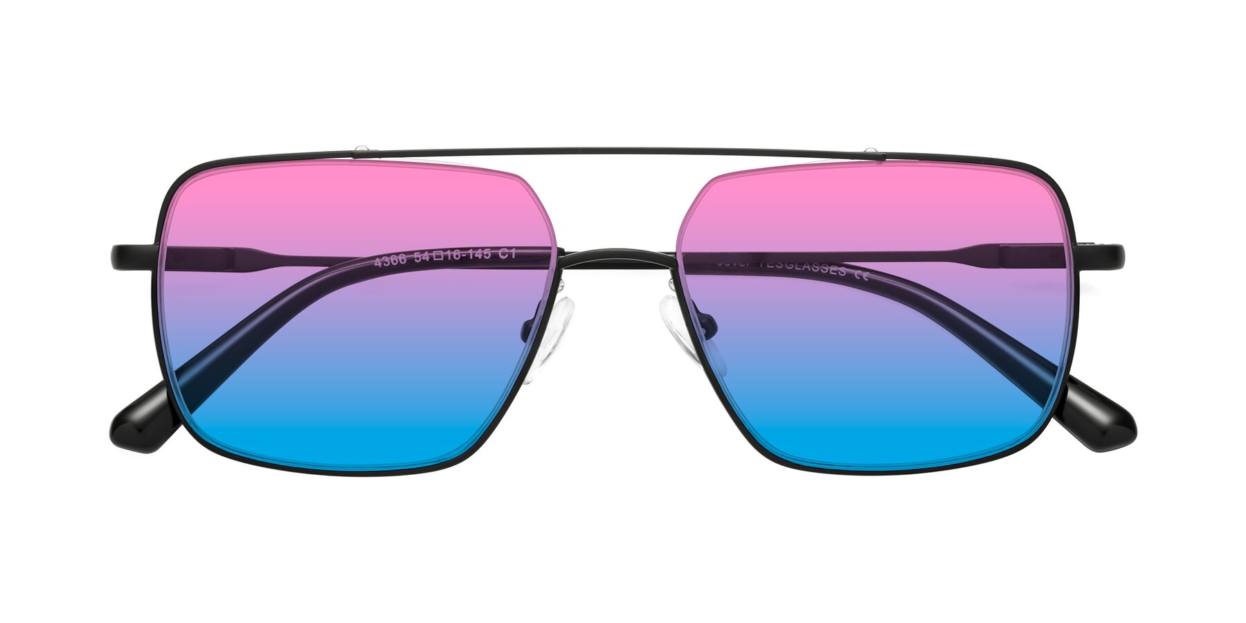 Folded Front of Jever in Black with Pink / Blue Gradient Lenses
