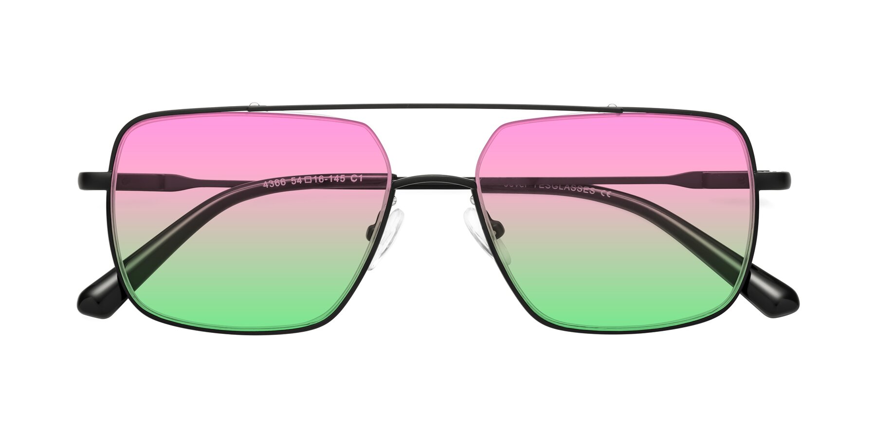 Folded Front of Jever in Black with Pink / Green Gradient Lenses