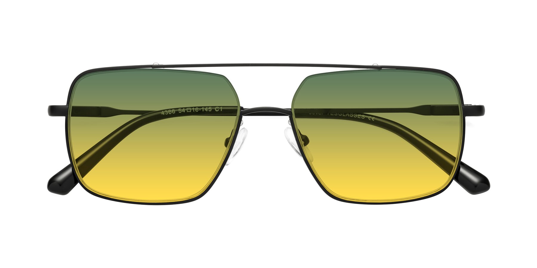 Folded Front of Jever in Black with Green / Yellow Gradient Lenses