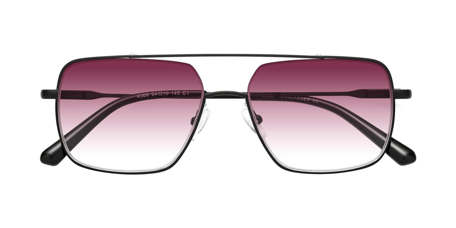 Folded Front of Jever in Black with Wine Gradient Lenses