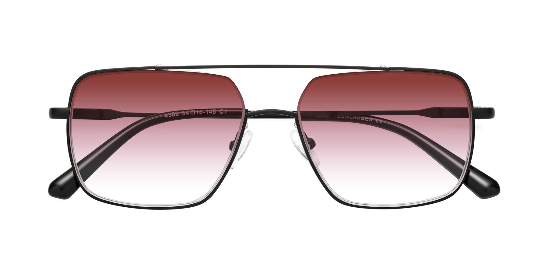 Folded Front of Jever in Black with Garnet Gradient Lenses