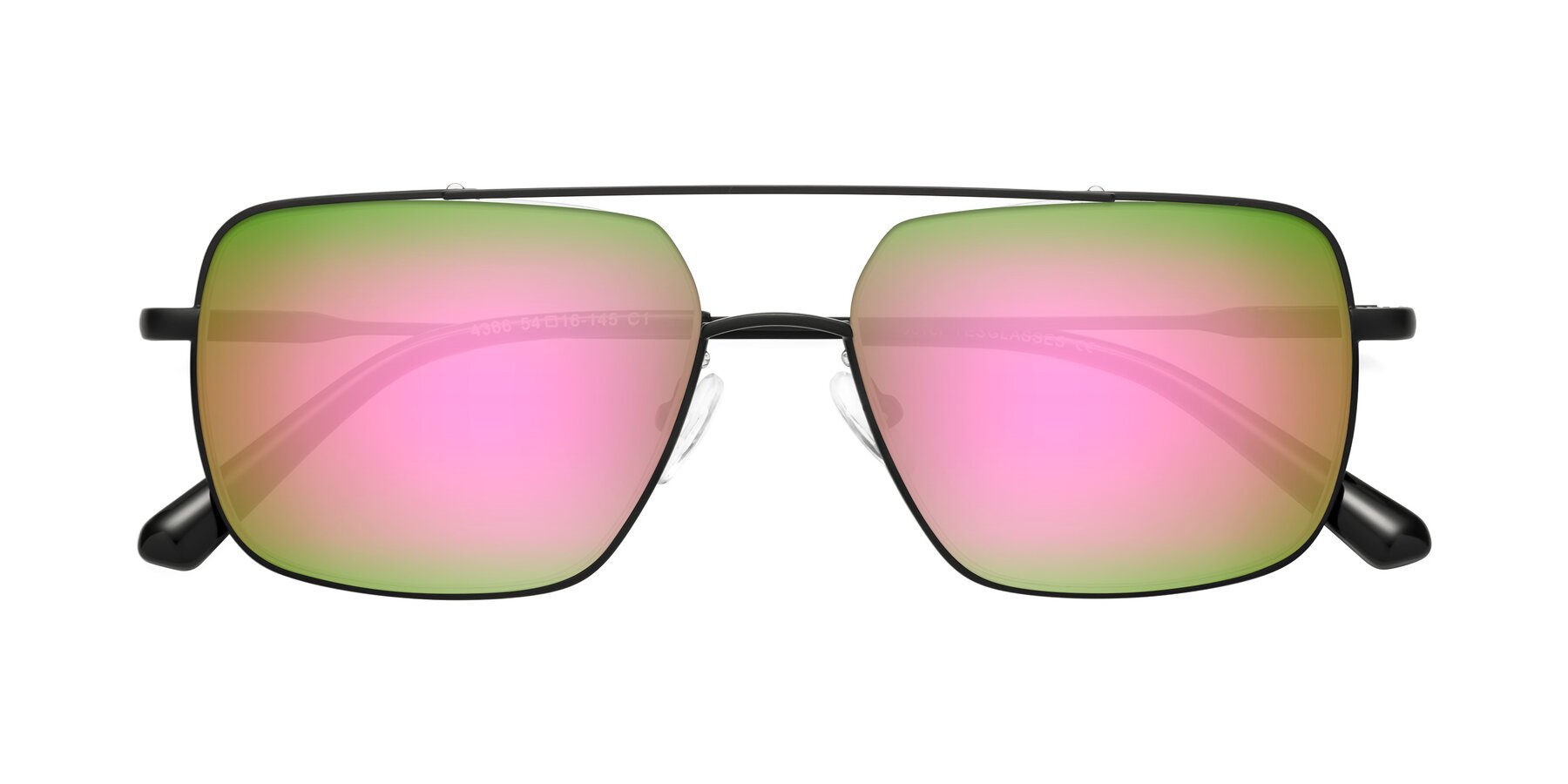 Folded Front of Jever in Black with Pink Mirrored Lenses