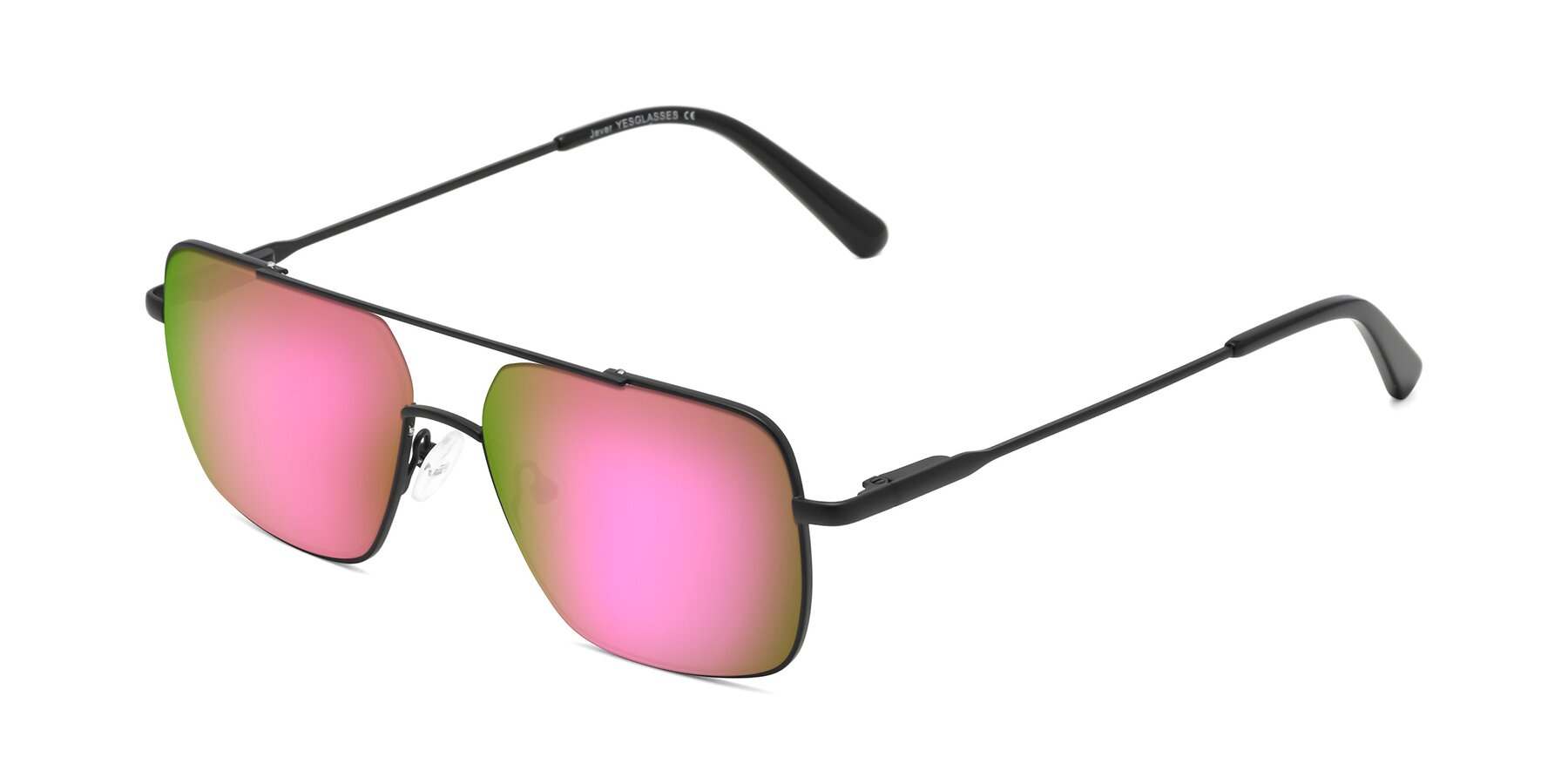 Angle of Jever in Black with Pink Mirrored Lenses