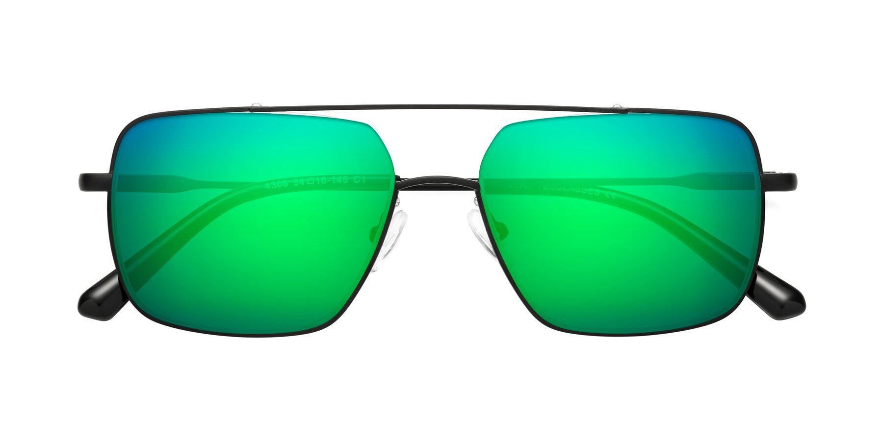 Folded Front of Jever in Black with Green Mirrored Lenses