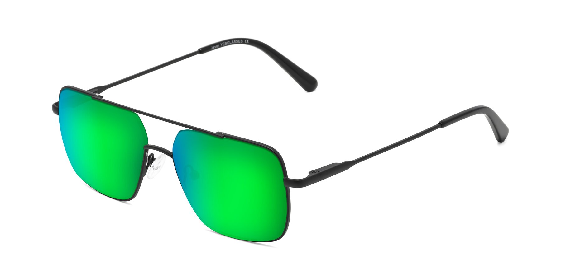 Angle of Jever in Black with Green Mirrored Lenses