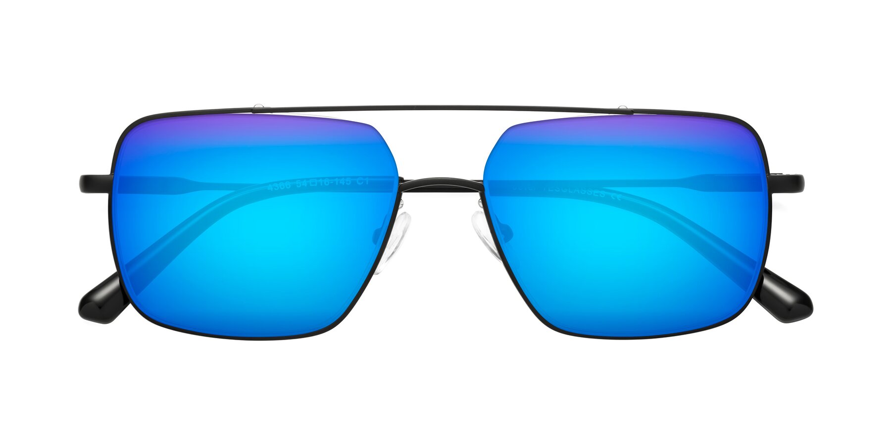 Folded Front of Jever in Black with Blue Mirrored Lenses