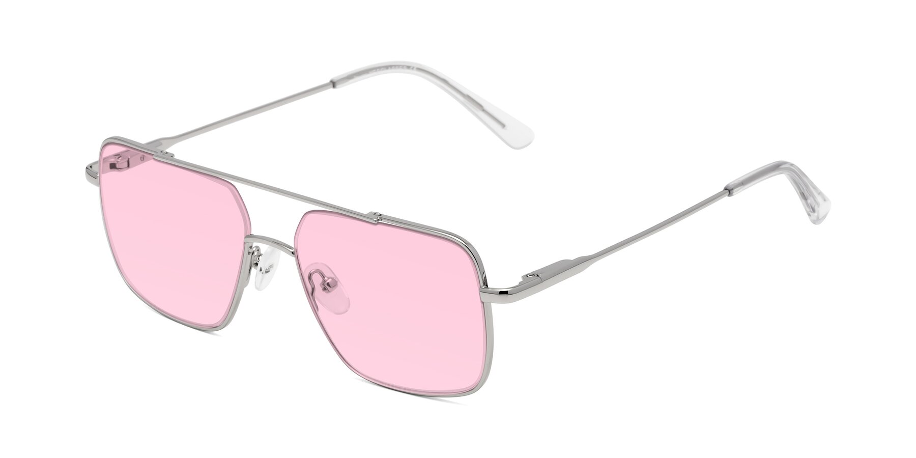 Angle of Jever in Silver with Light Pink Tinted Lenses