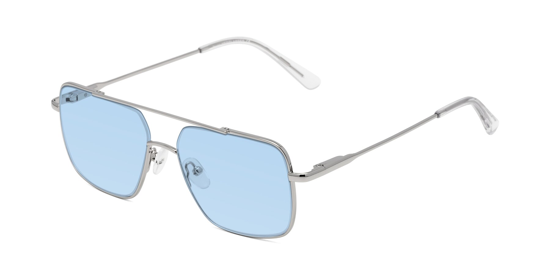 Angle of Jever in Silver with Light Blue Tinted Lenses