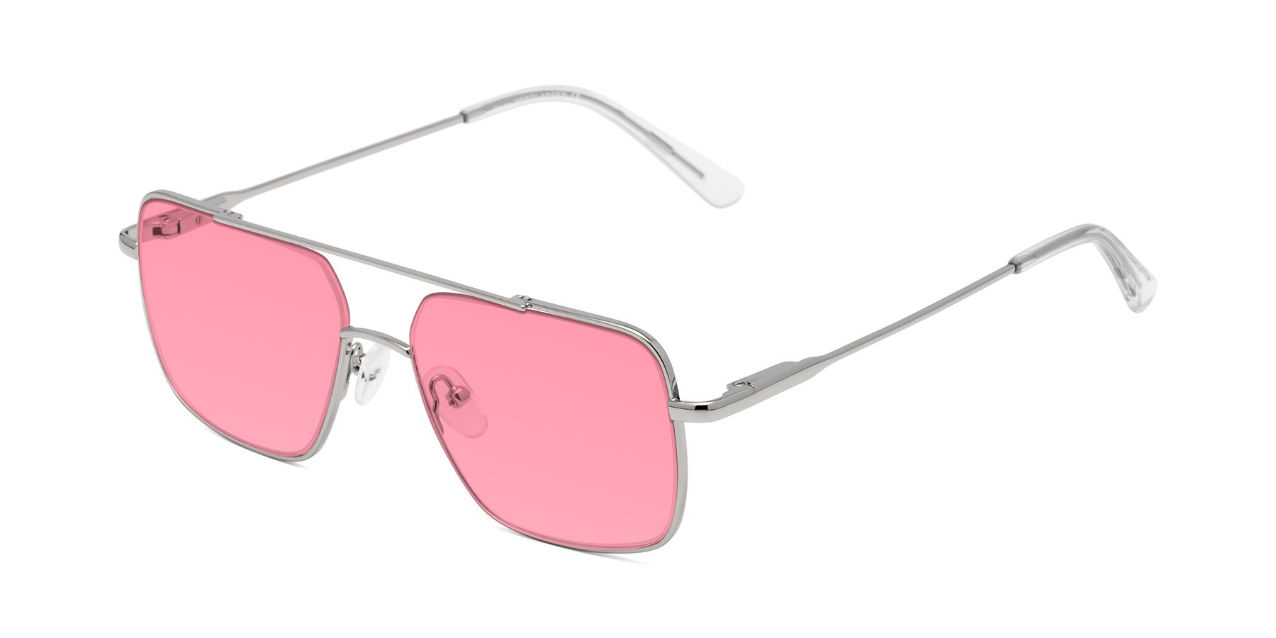 Angle of Jever in Silver with Pink Tinted Lenses