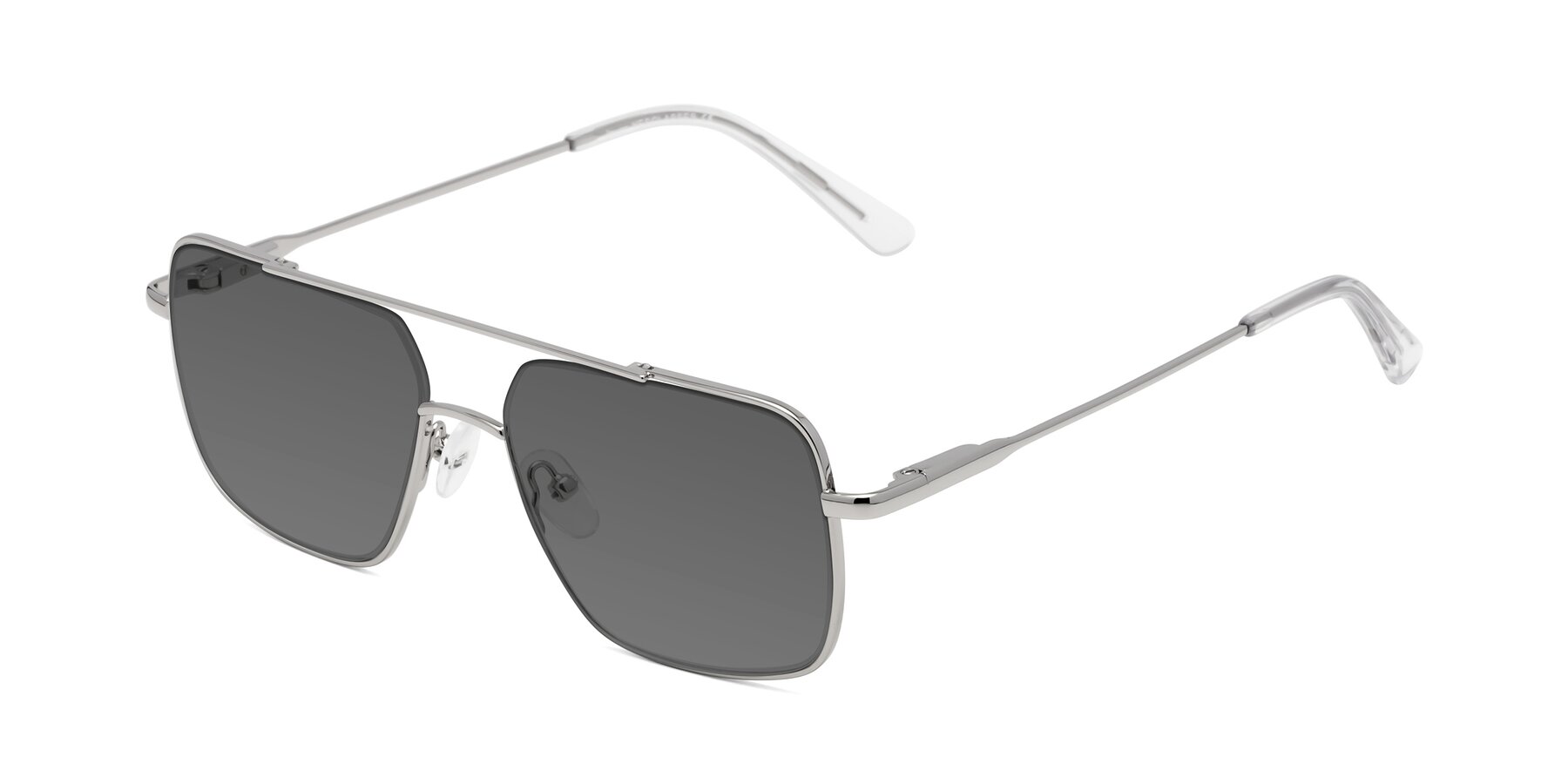 Angle of Jever in Silver with Medium Gray Tinted Lenses