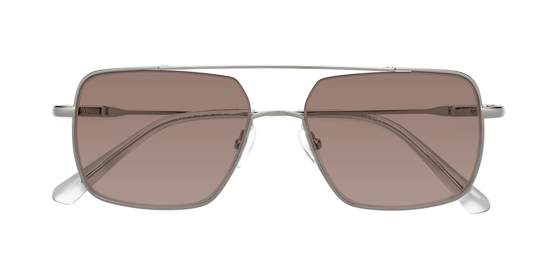 Folded Front of Jever in Silver with Medium Brown Tinted Lenses