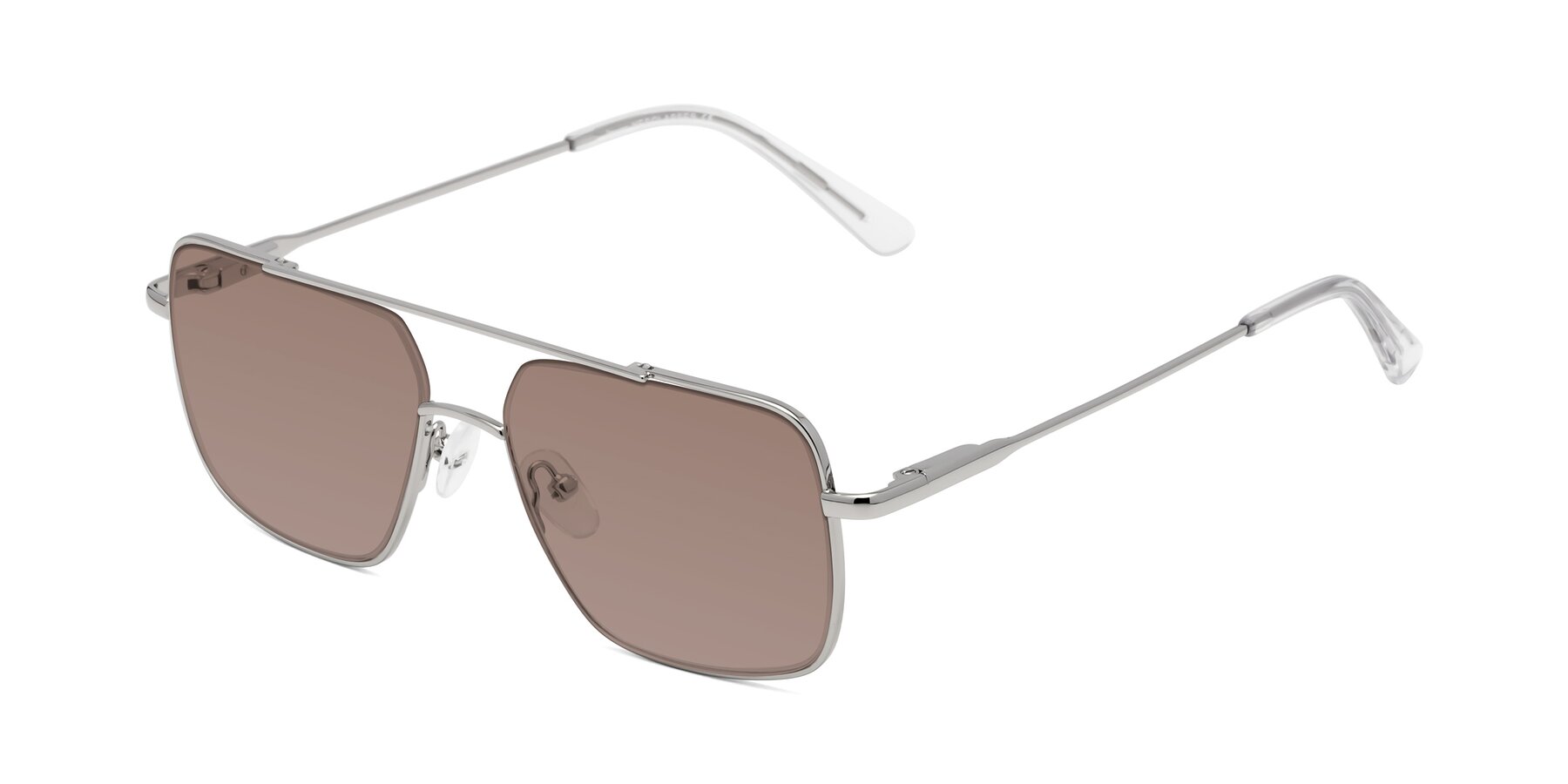 Angle of Jever in Silver with Medium Brown Tinted Lenses