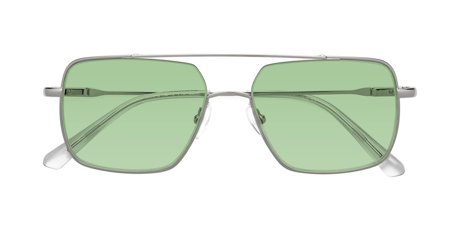 Folded Front of Jever in Silver with Medium Green Tinted Lenses