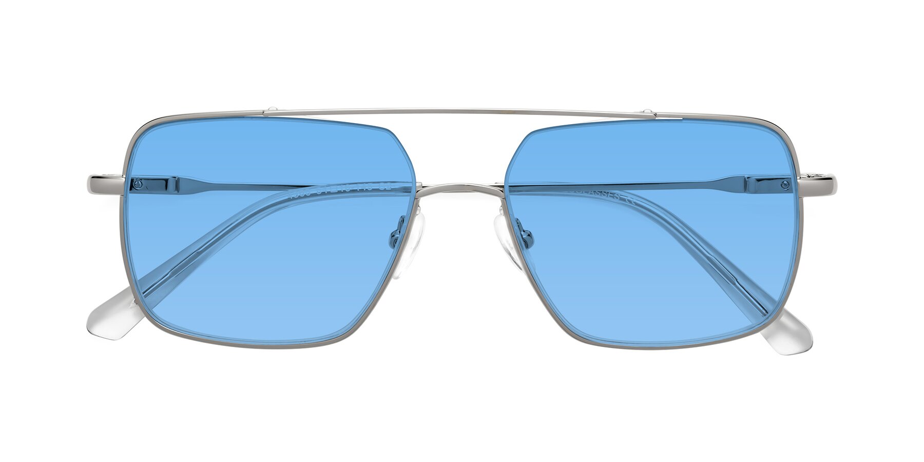 Folded Front of Jever in Silver with Medium Blue Tinted Lenses
