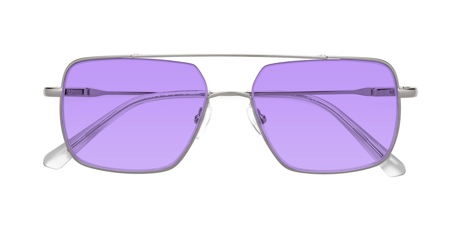Folded Front of Jever in Silver with Medium Purple Tinted Lenses
