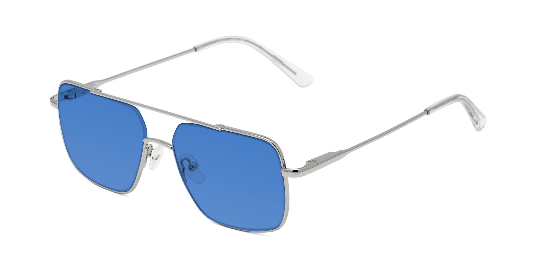 Angle of Jever in Silver with Blue Tinted Lenses