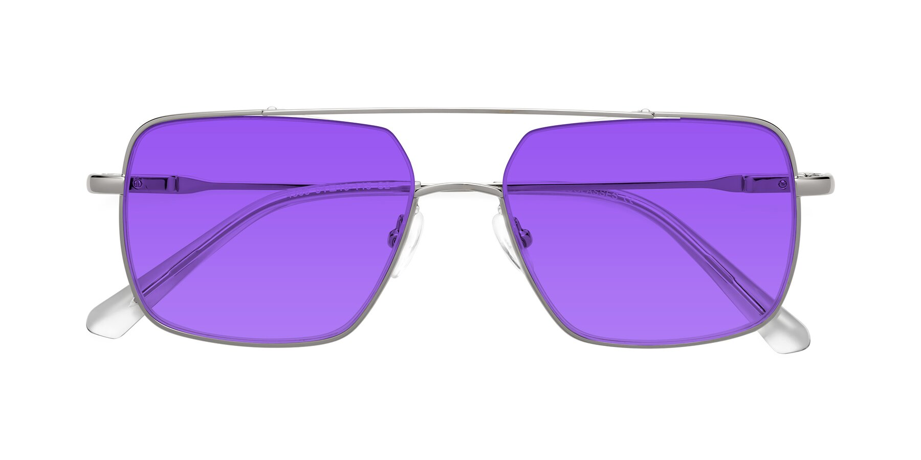 Folded Front of Jever in Silver with Purple Tinted Lenses