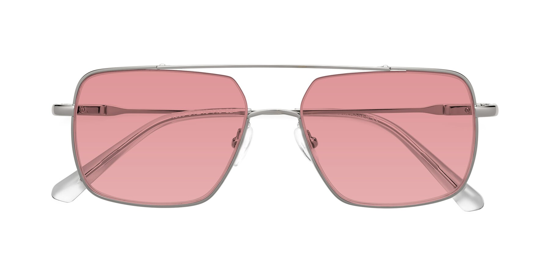 Folded Front of Jever in Silver with Medium Garnet Tinted Lenses