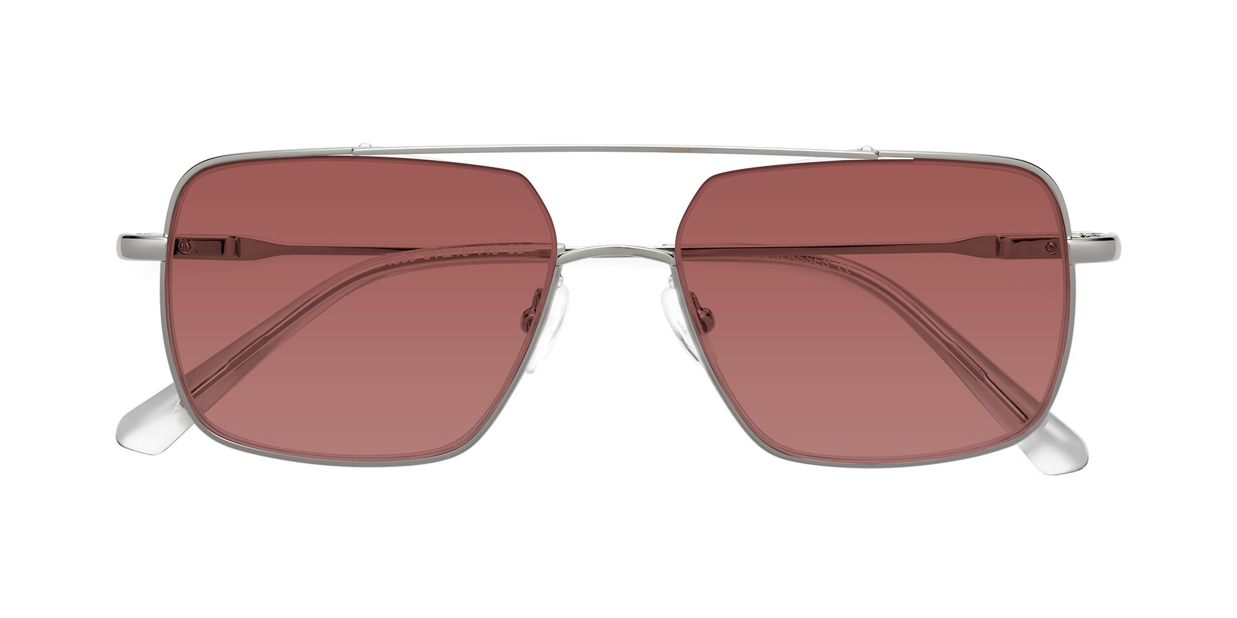 Folded Front of Jever in Silver with Garnet Tinted Lenses