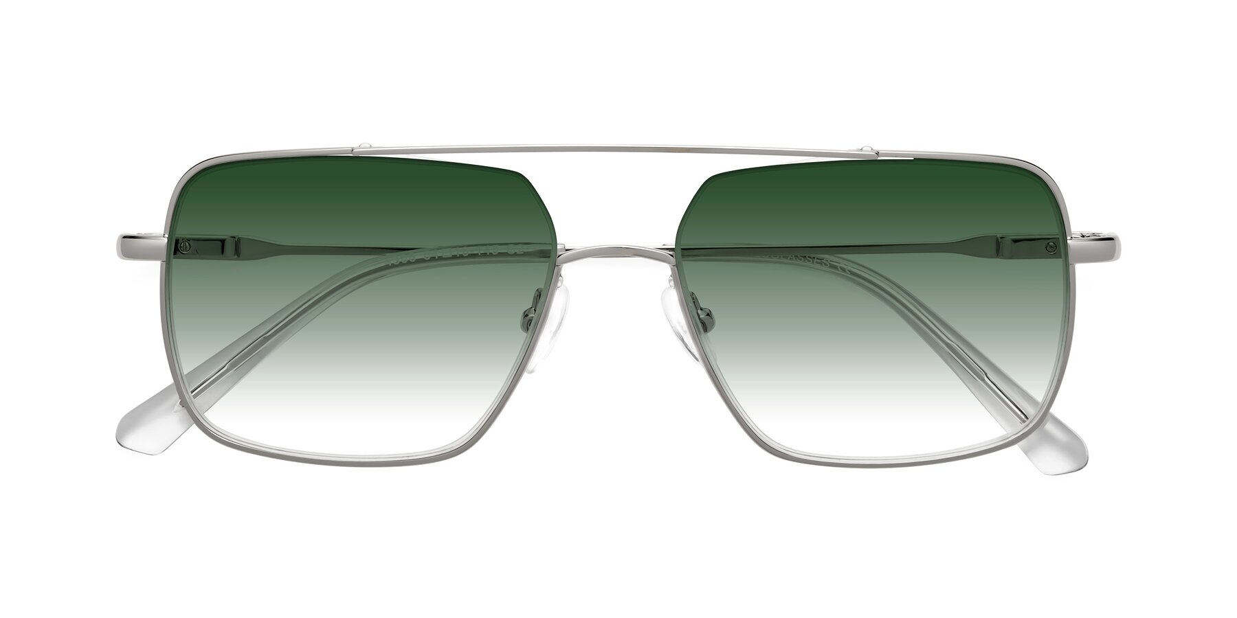 Folded Front of Jever in Silver with Green Gradient Lenses