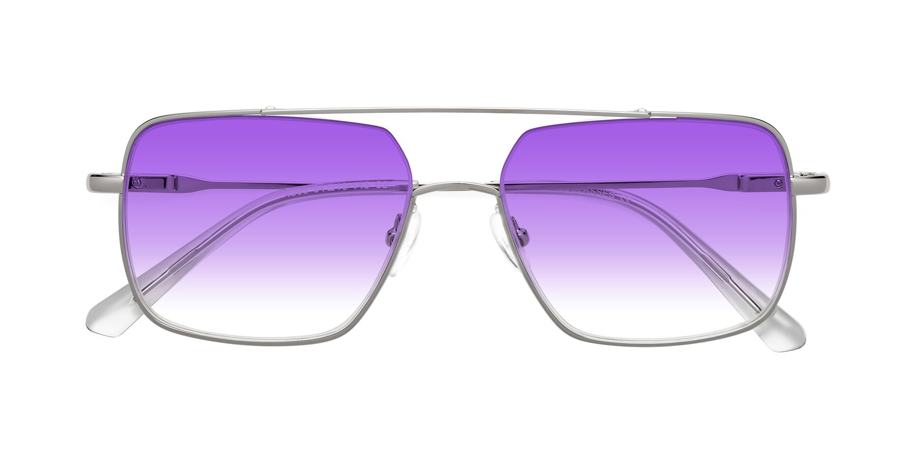 Folded Front of Jever in Silver with Purple Gradient Lenses