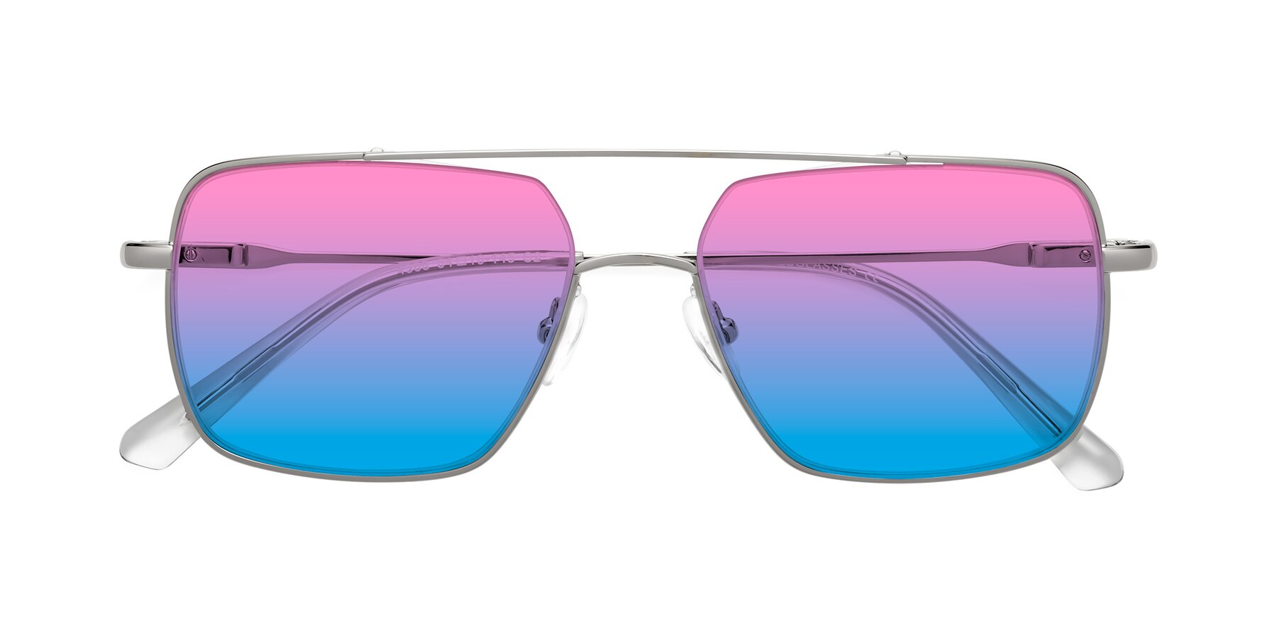 Folded Front of Jever in Silver with Pink / Blue Gradient Lenses