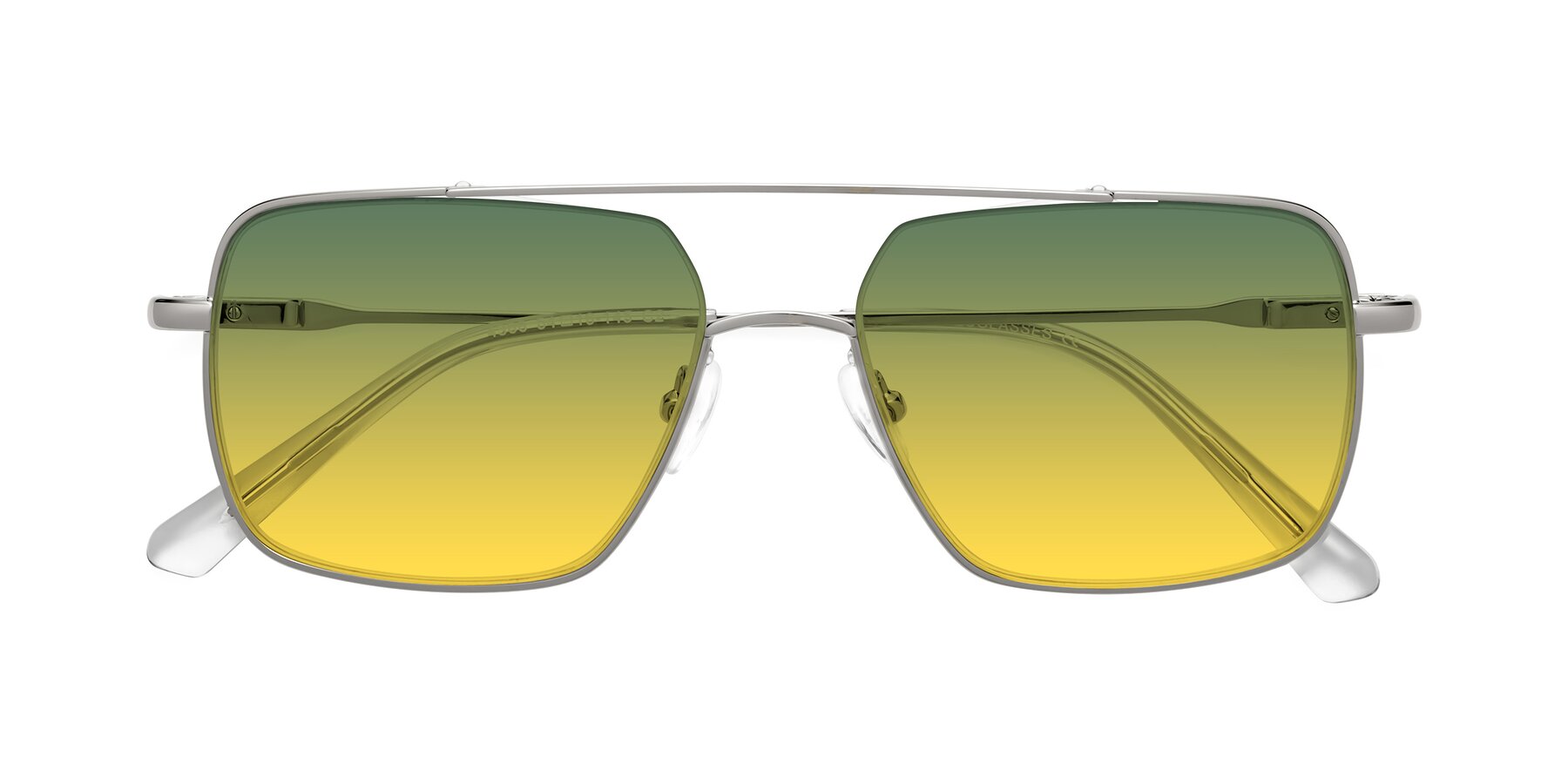 Folded Front of Jever in Silver with Green / Yellow Gradient Lenses