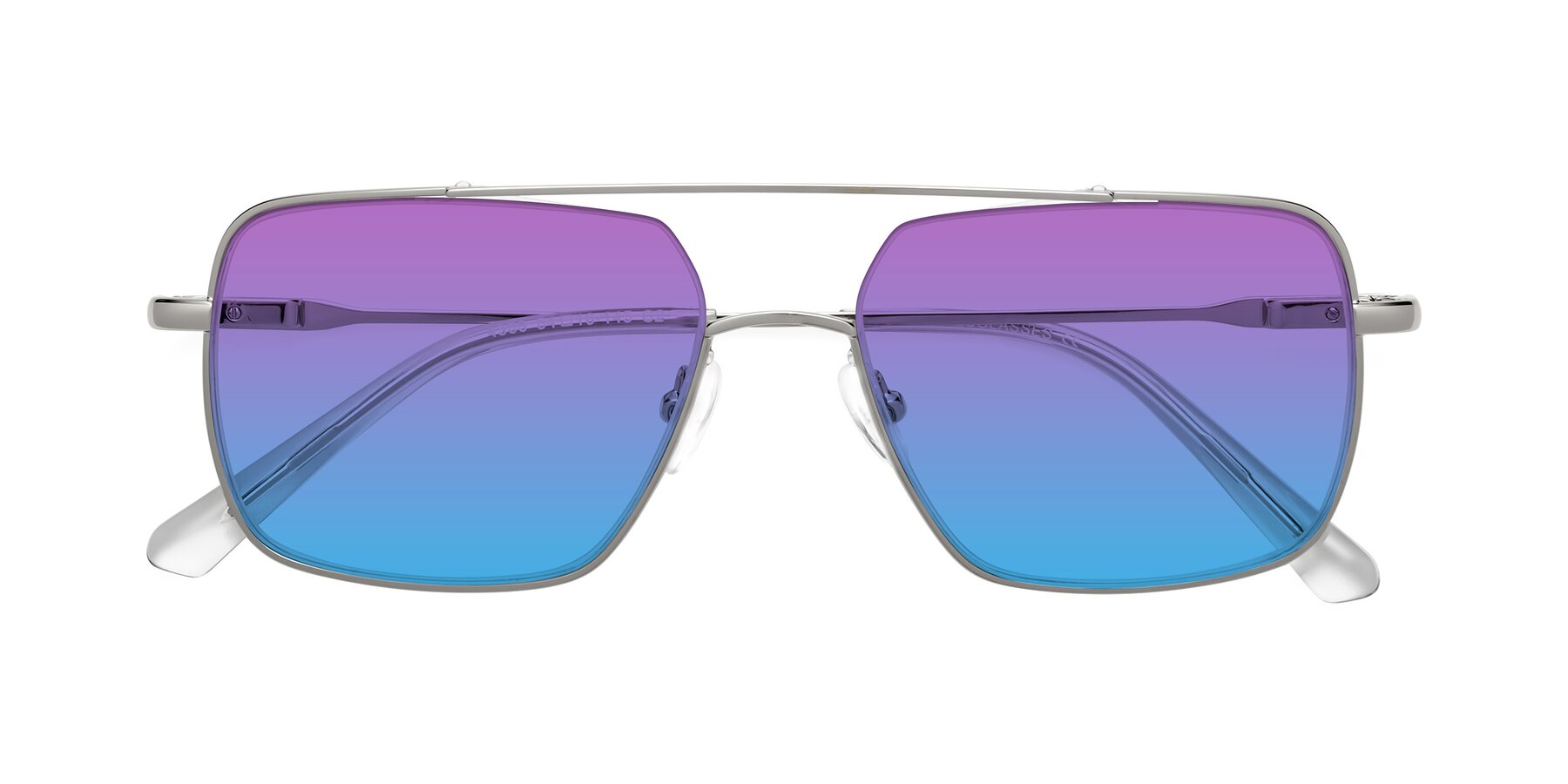Folded Front of Jever in Silver with Purple / Blue Gradient Lenses