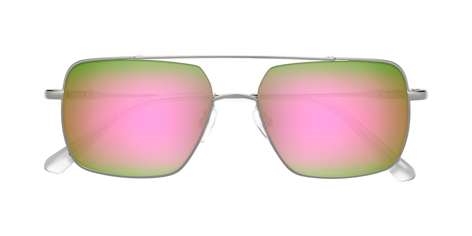Folded Front of Jever in Silver with Pink Mirrored Lenses