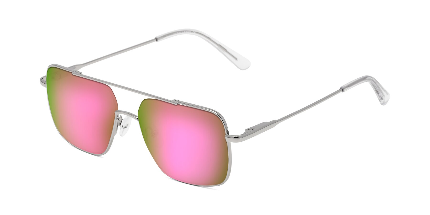 Angle of Jever in Silver with Pink Mirrored Lenses