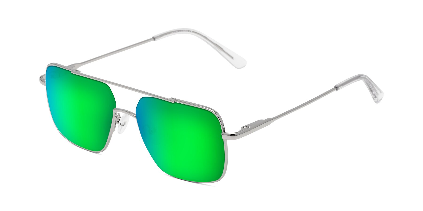 Angle of Jever in Silver with Green Mirrored Lenses