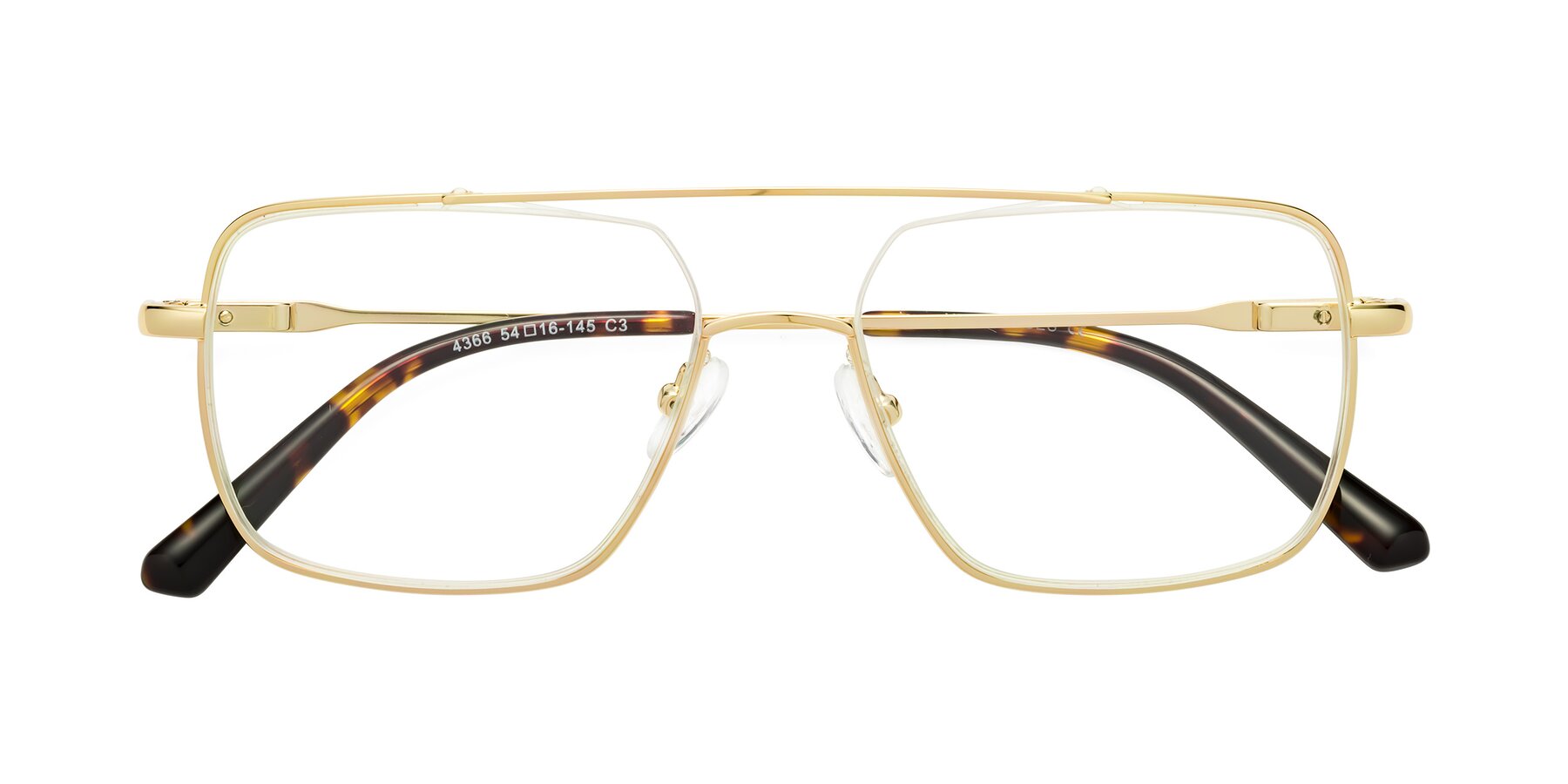 Folded Front of Jever in Gold with Clear Reading Eyeglass Lenses