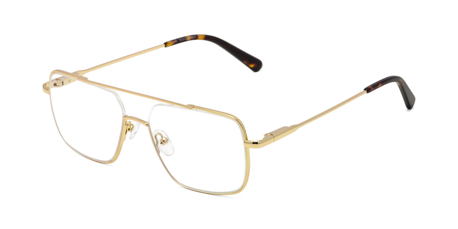 Angle of Jever in Gold with Clear Reading Eyeglass Lenses