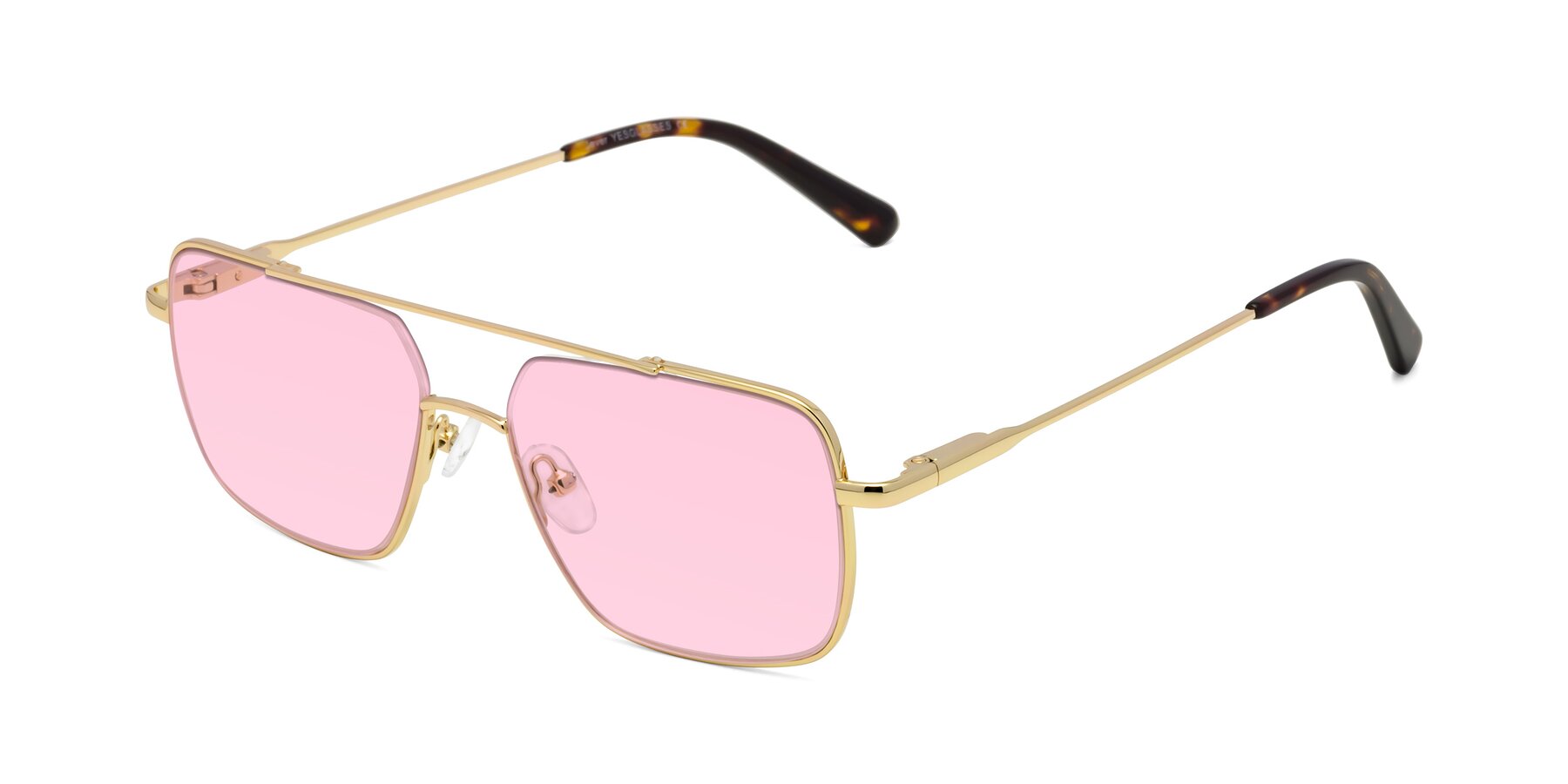 Angle of Jever in Gold with Light Pink Tinted Lenses