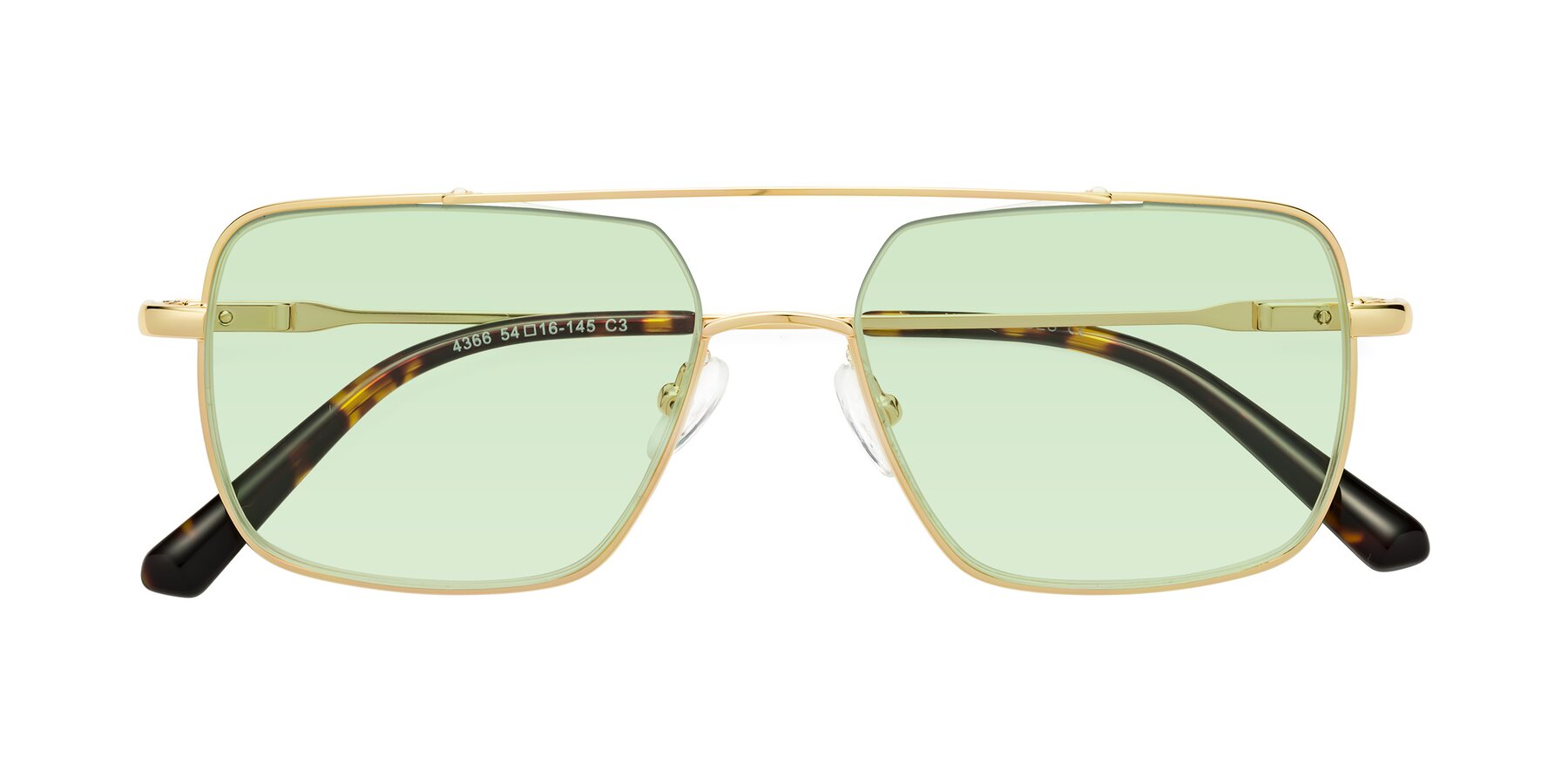 Folded Front of Jever in Gold with Light Green Tinted Lenses