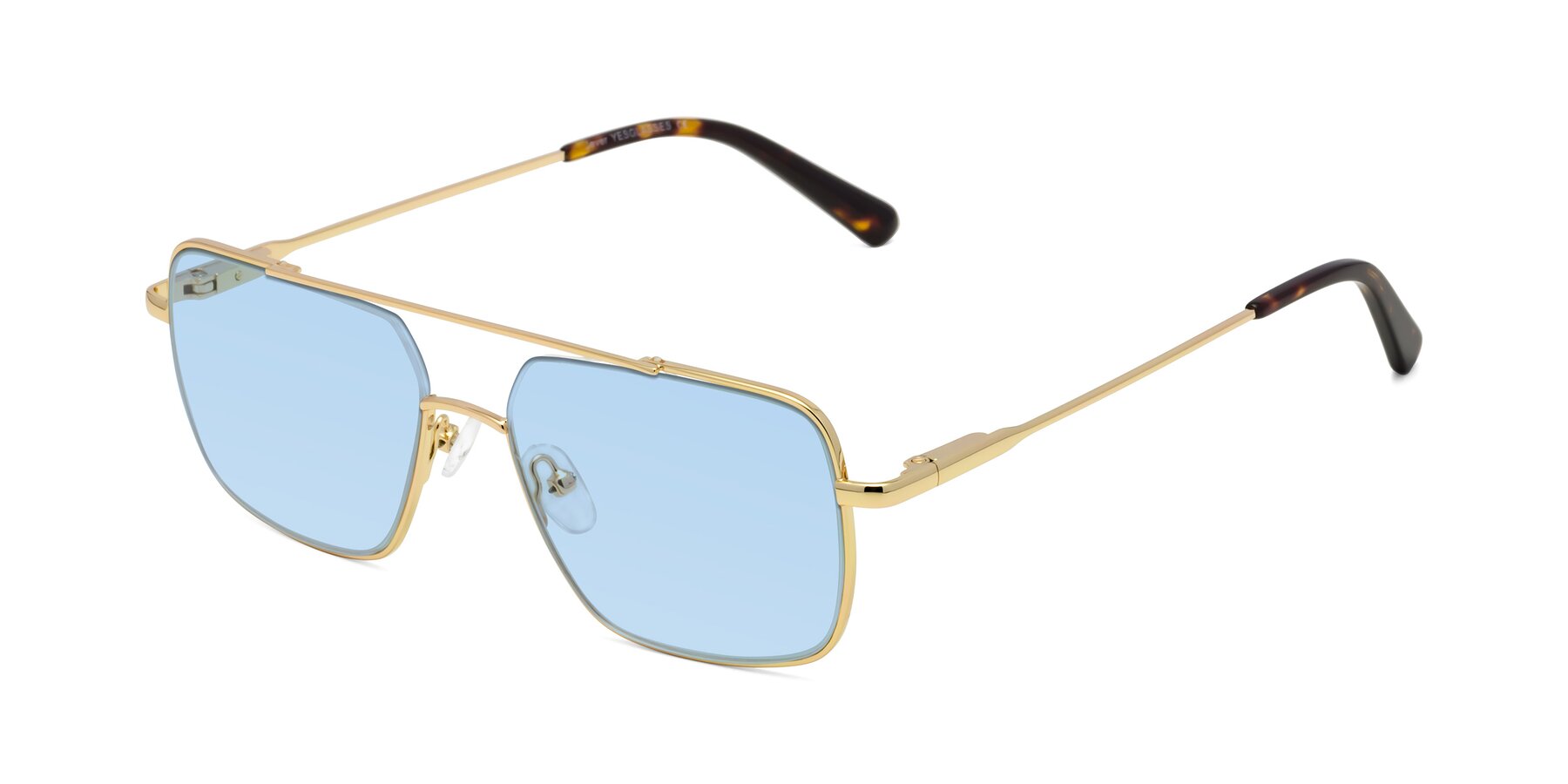 Angle of Jever in Gold with Light Blue Tinted Lenses